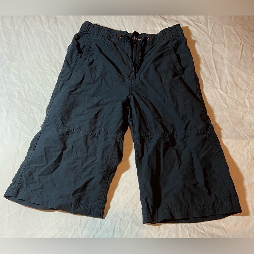 Eddie Bauer Boys large dark blue Cargo Shorts Hiking Pockets 12 inch inseam GUC